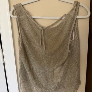 Zara Metallic Knit Tank Top - Beige Gold